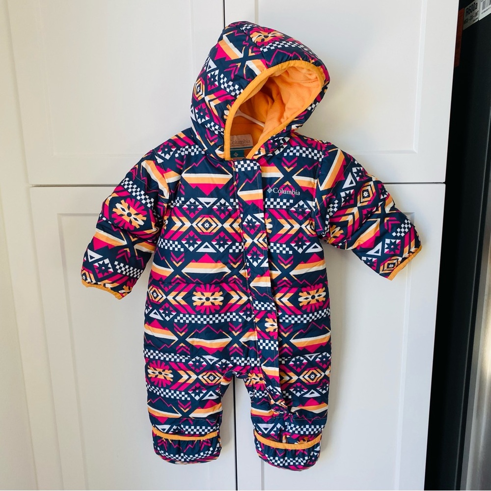 Columbia baby girl snowsuit 6-12 months footed waterproof snow rain hooded